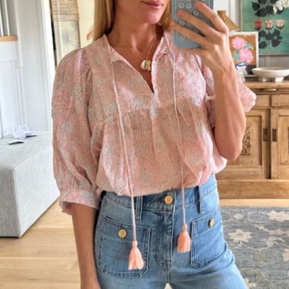 Marea Steph Top - Pink Floral Blouse - Small
